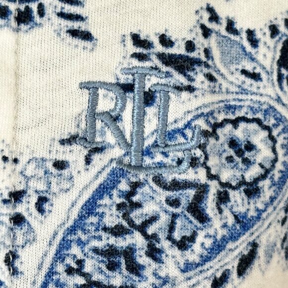 Ralph Lauren "RLL Embroidered Tunic Top – White & Blue Paisley Print, Boho sz(S) - Picture 4 of 10